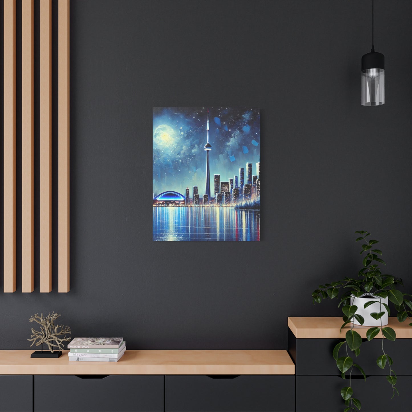 Urban Night Skyline Canvas Art, Toronto, Modern Wall Decor, Dreamy Cityscape, Home Decor, Gift for Art Lovers, Living Room Decor