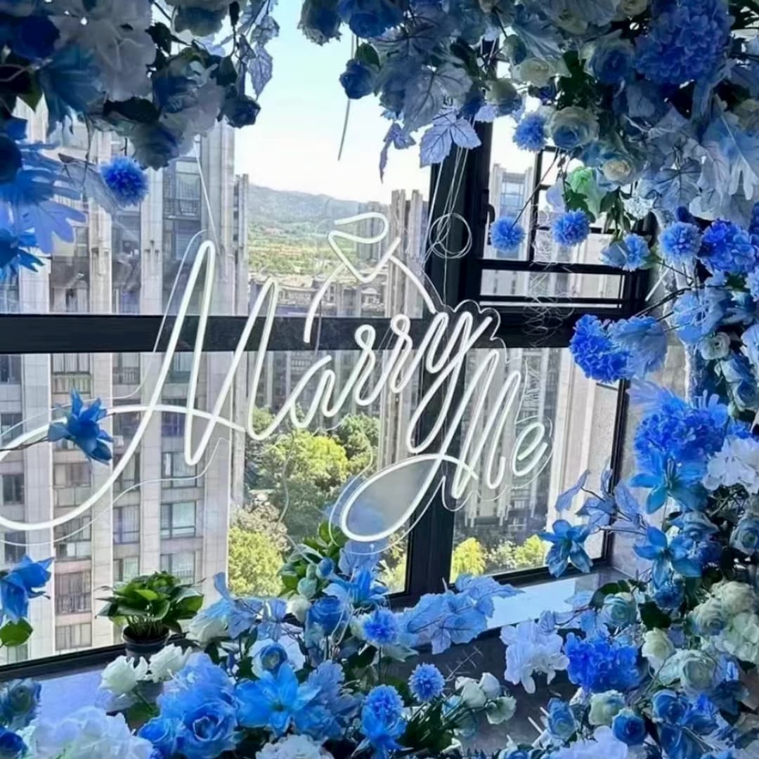 Custom Wedding Neon Sign โ Personalized Couple Line Art, Engagement & Reception Backdrop, Anniversary Gift, Unique LED Wall Decor