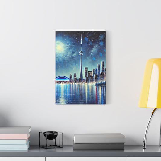 Urban Night Skyline Canvas Art, Toronto, Modern Wall Decor, Dreamy Cityscape, Home Decor, Gift for Art Lovers, Living Room Decor
