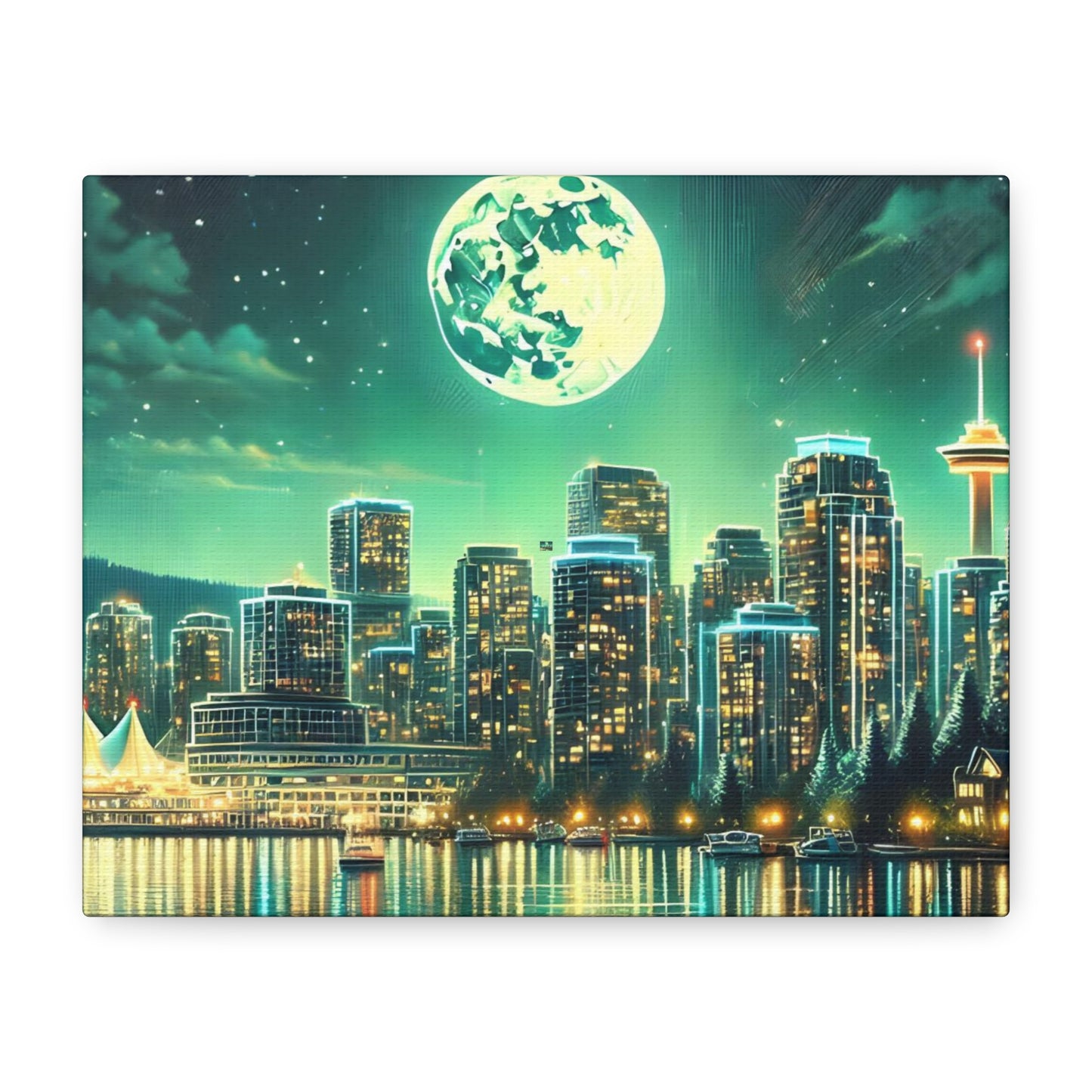 Urban Night Skyline Canvas Art, Modern Wall Decor, Dreamy Cityscape, Home Decor, Gift for Art Lovers, Living Room Decor