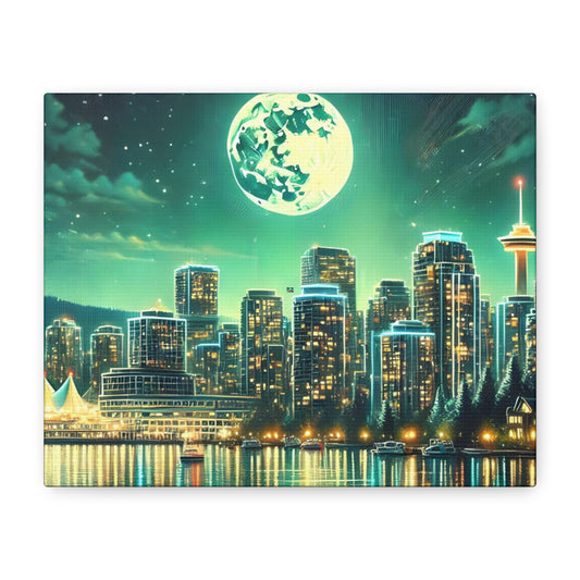 Urban Night Skyline Canvas Art, Modern Wall Decor, Dreamy Cityscape, Home Decor, Gift for Art Lovers, Living Room Decor