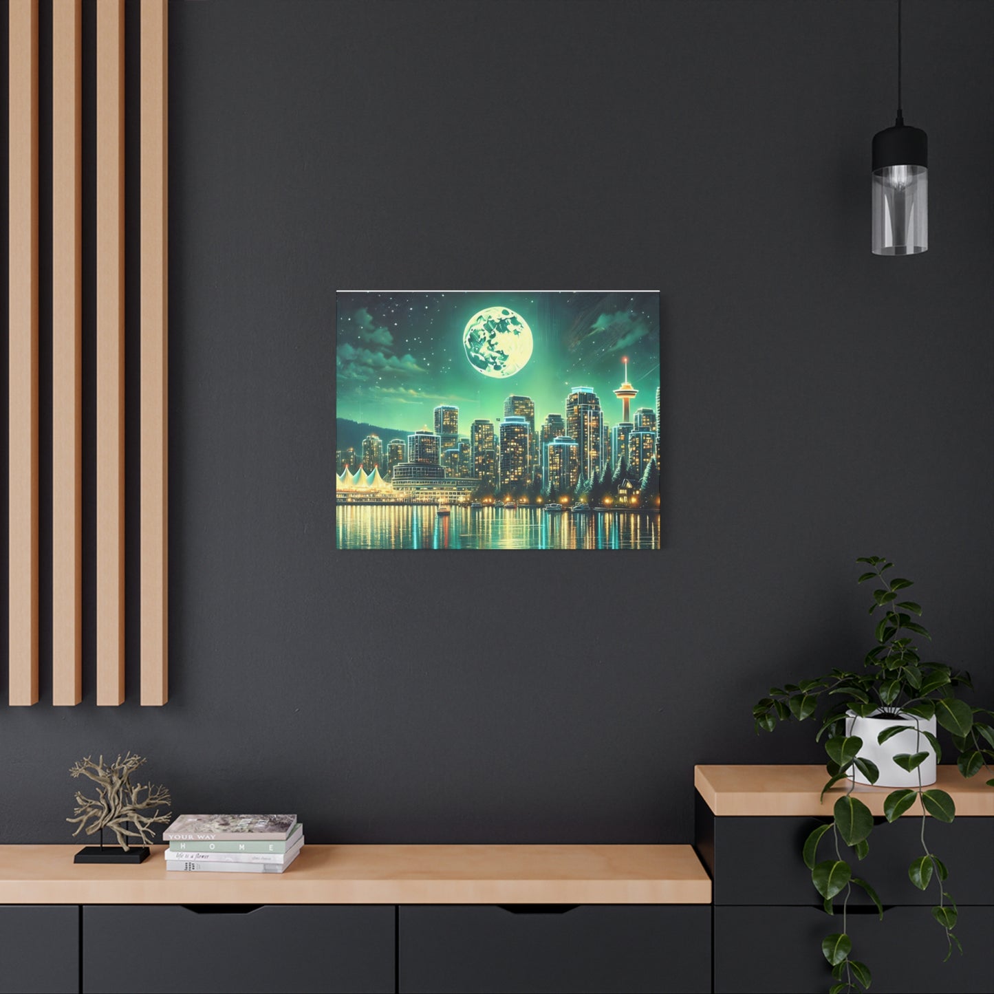 Urban Night Skyline Canvas Art, Modern Wall Decor, Dreamy Cityscape, Home Decor, Gift for Art Lovers, Living Room Decor