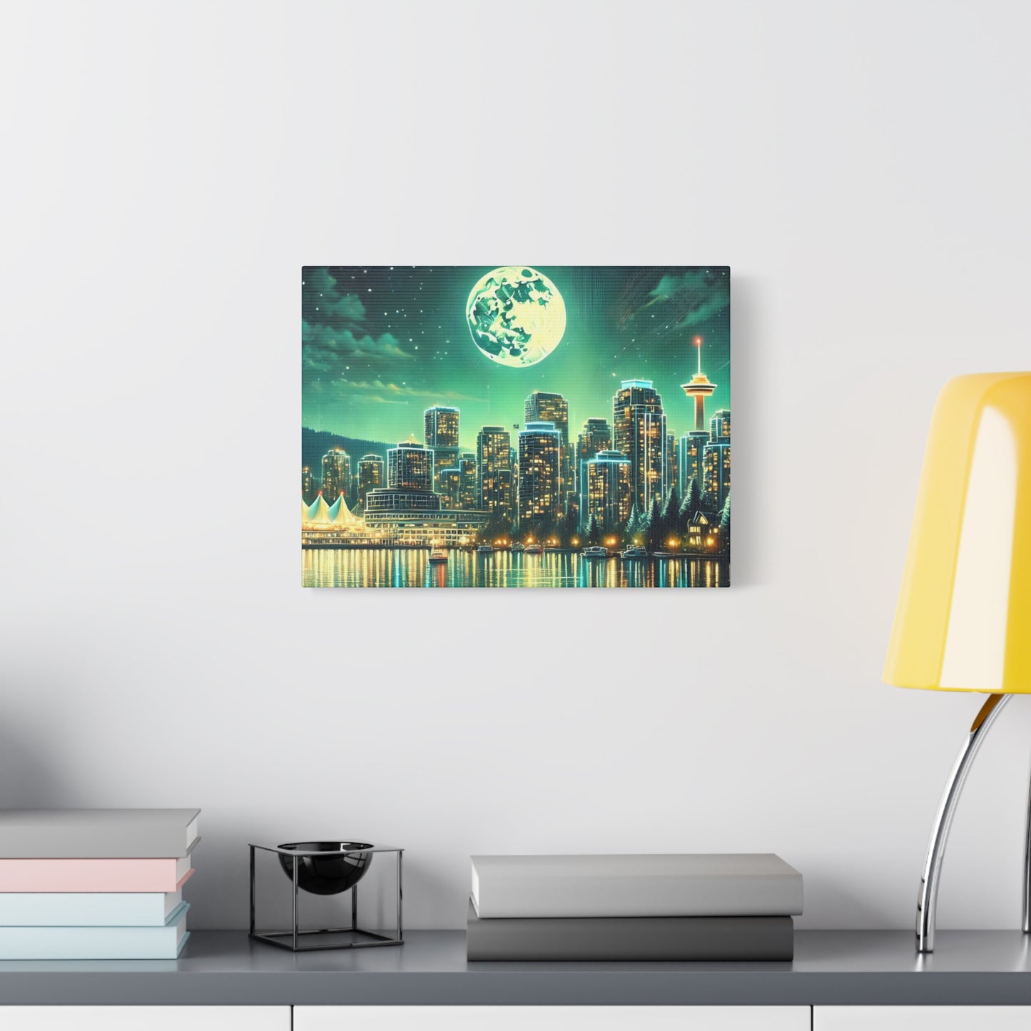 Urban Night Skyline Canvas Art, Modern Wall Decor, Dreamy Cityscape, Home Decor, Gift for Art Lovers, Living Room Decor