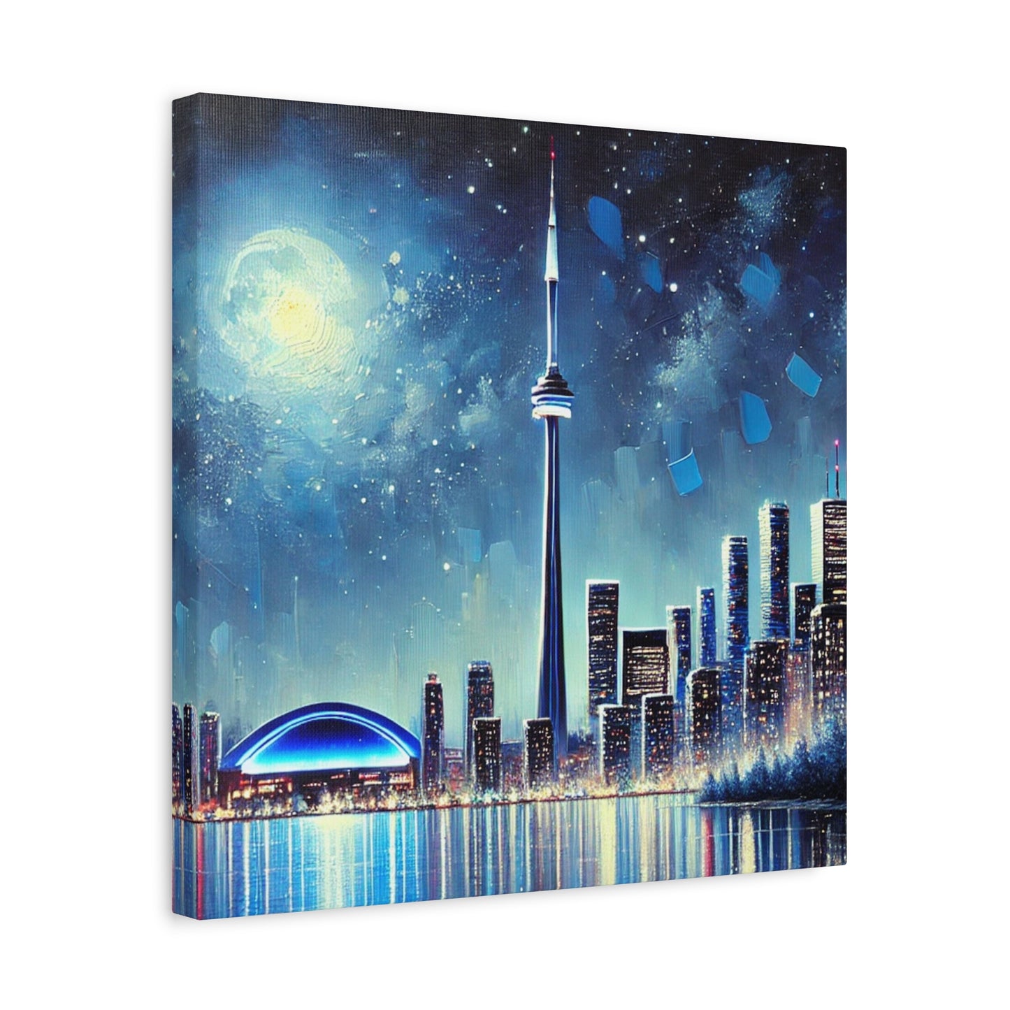 Urban Night Skyline Canvas Art, Toronto, Modern Wall Decor, Dreamy Cityscape, Home Decor, Gift for Art Lovers, Living Room Decor