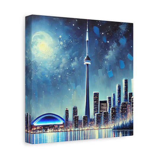 Urban Night Skyline Canvas Art, Toronto, Modern Wall Decor, Dreamy Cityscape, Home Decor, Gift for Art Lovers, Living Room Decor
