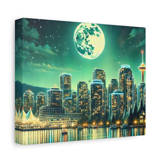 Urban Night Skyline Canvas Art, Modern Wall Decor, Dreamy Cityscape, Home Decor, Gift for Art Lovers, Living Room Decor