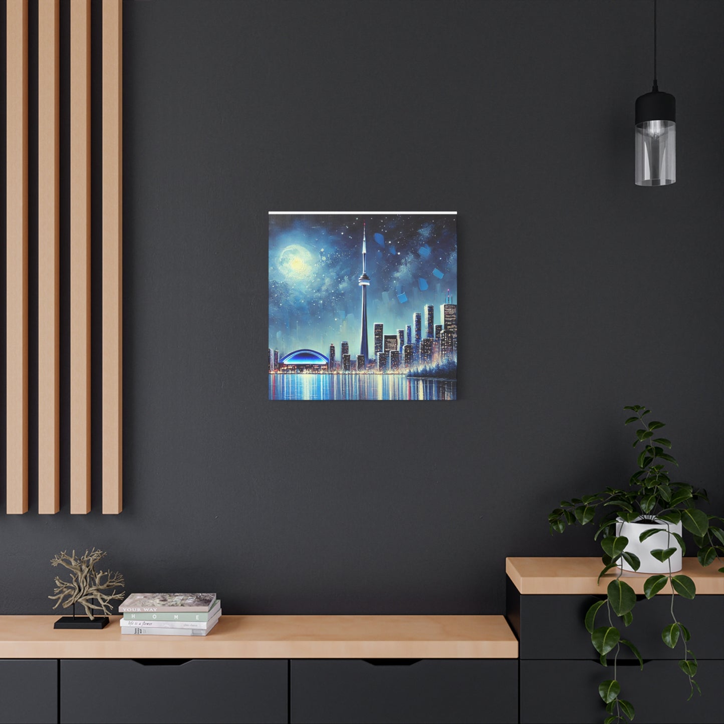 Urban Night Skyline Canvas Art, Toronto, Modern Wall Decor, Dreamy Cityscape, Home Decor, Gift for Art Lovers, Living Room Decor
