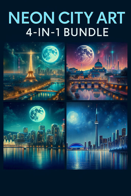 4-in-1 Neon Printable Bundle – Rome, Paris, Toronto, Vancouver