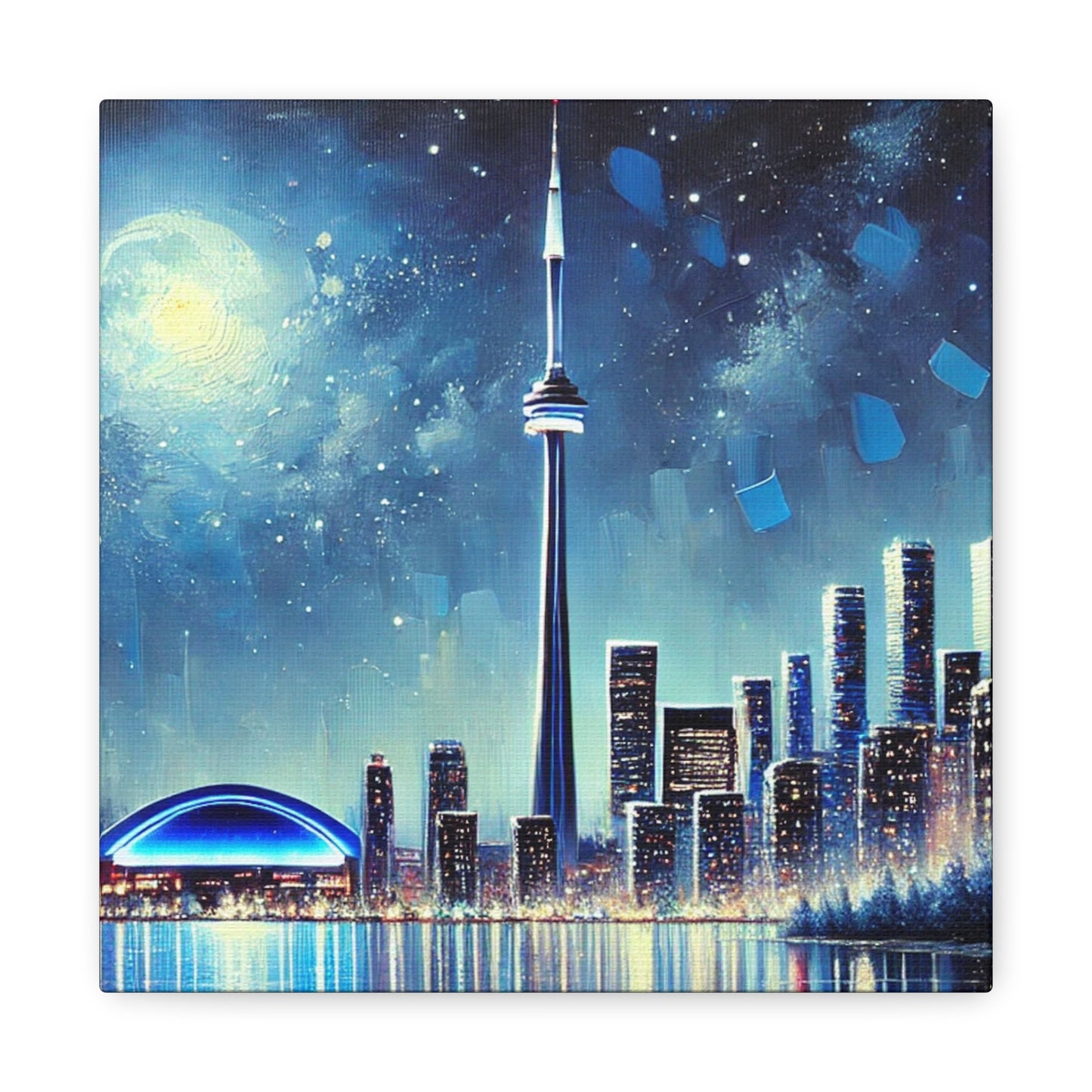 Urban Night Skyline Canvas Art, Toronto, Modern Wall Decor, Dreamy Cityscape, Home Decor, Gift for Art Lovers, Living Room Decor