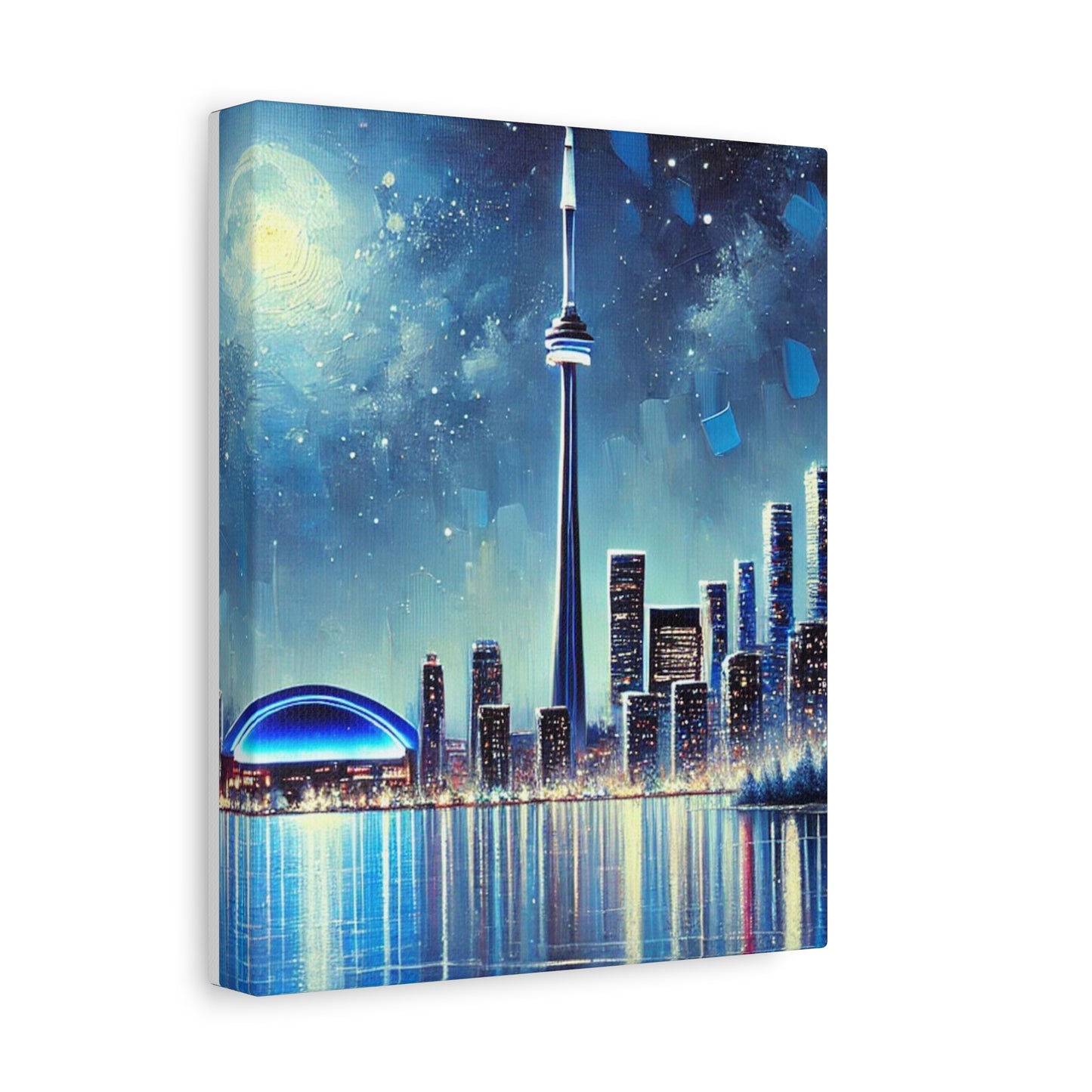 Urban Night Skyline Canvas Art, Toronto, Modern Wall Decor, Dreamy Cityscape, Home Decor, Gift for Art Lovers, Living Room Decor
