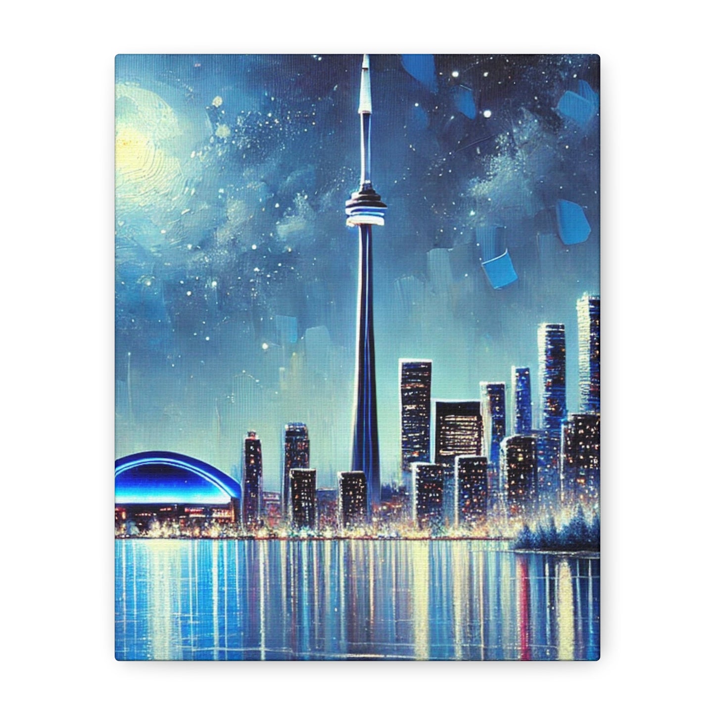 Urban Night Skyline Canvas Art, Toronto, Modern Wall Decor, Dreamy Cityscape, Home Decor, Gift for Art Lovers, Living Room Decor