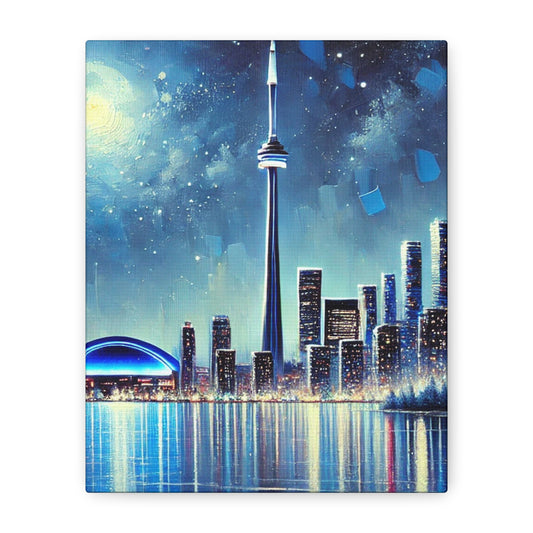 Urban Night Skyline Canvas Art, Toronto, Modern Wall Decor, Dreamy Cityscape, Home Decor, Gift for Art Lovers, Living Room Decor