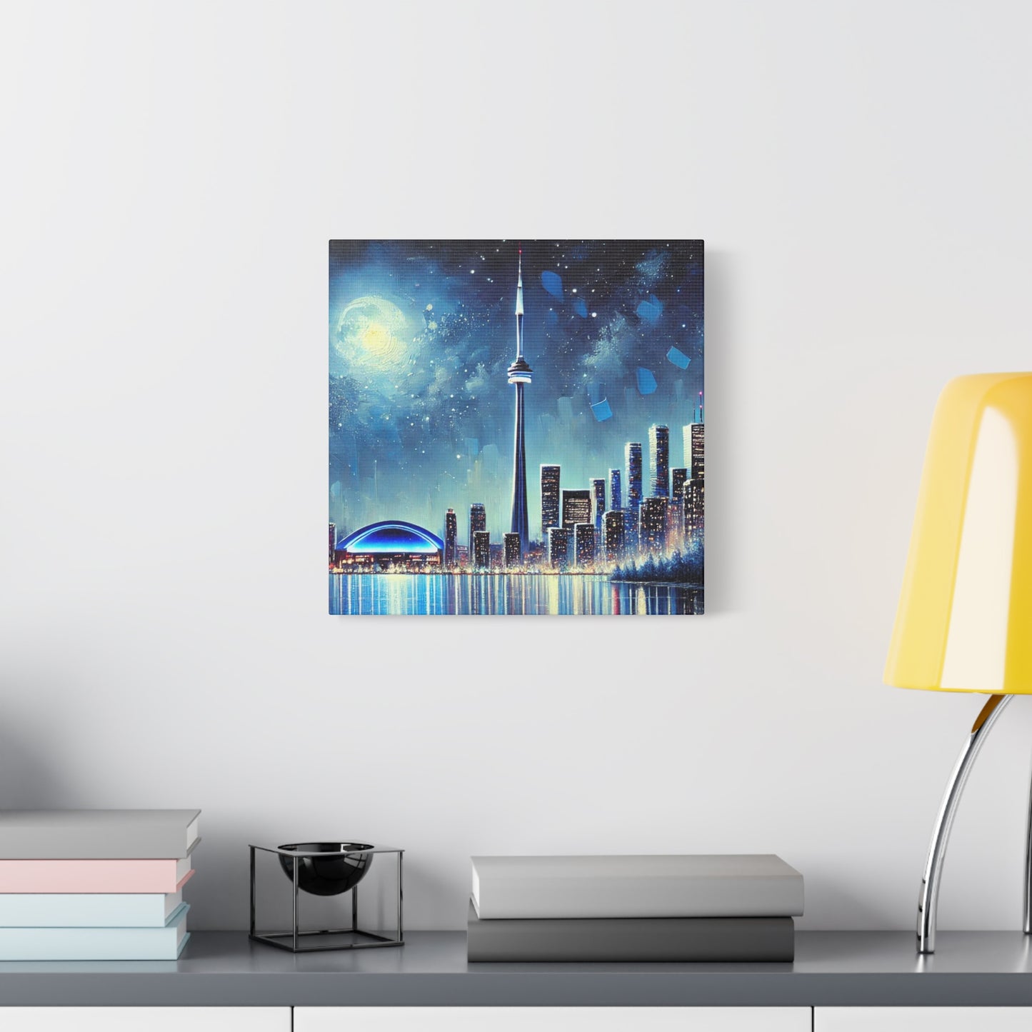 Urban Night Skyline Canvas Art, Toronto, Modern Wall Decor, Dreamy Cityscape, Home Decor, Gift for Art Lovers, Living Room Decor