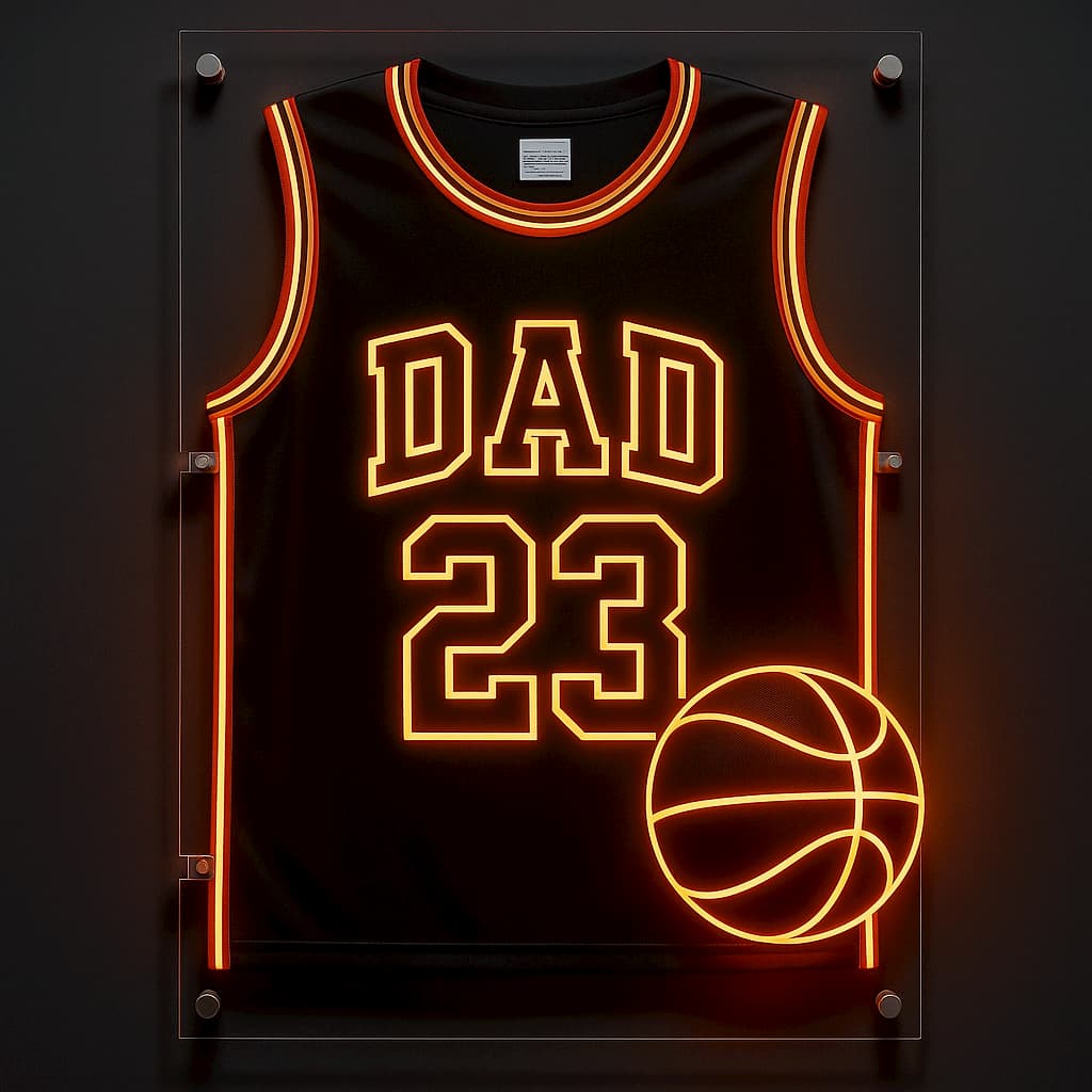 Custom Neon Jersey Sign – Personalized Gift for Dad