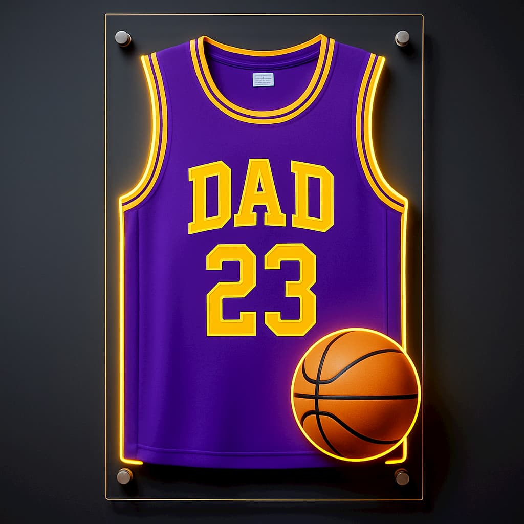 Custom Neon Jersey Sign – Personalized Gift for Dad