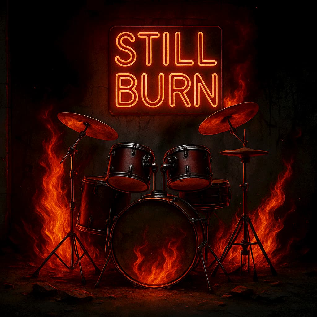 STILL BURN” Father’s Day Neon Wall Art – Guitar & Drum Edition