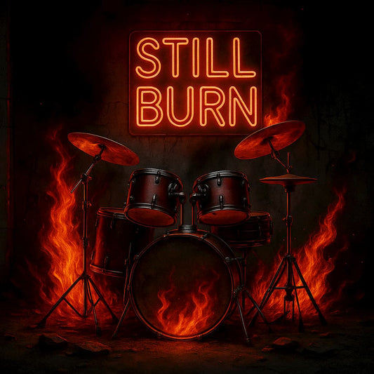STILL BURN” Father’s Day Neon Wall Art – Guitar & Drum Edition