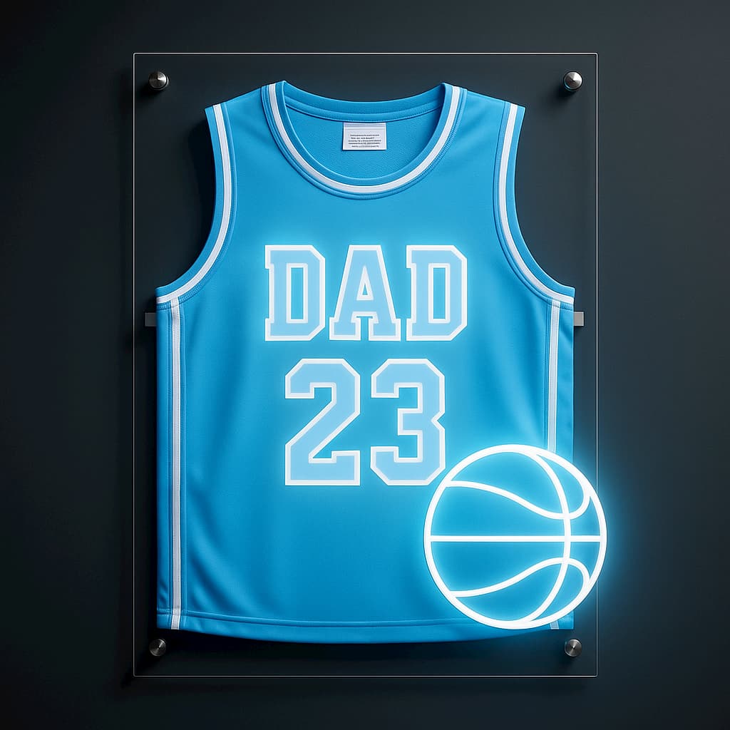 Custom Neon Jersey Sign – Personalized Gift for Dad