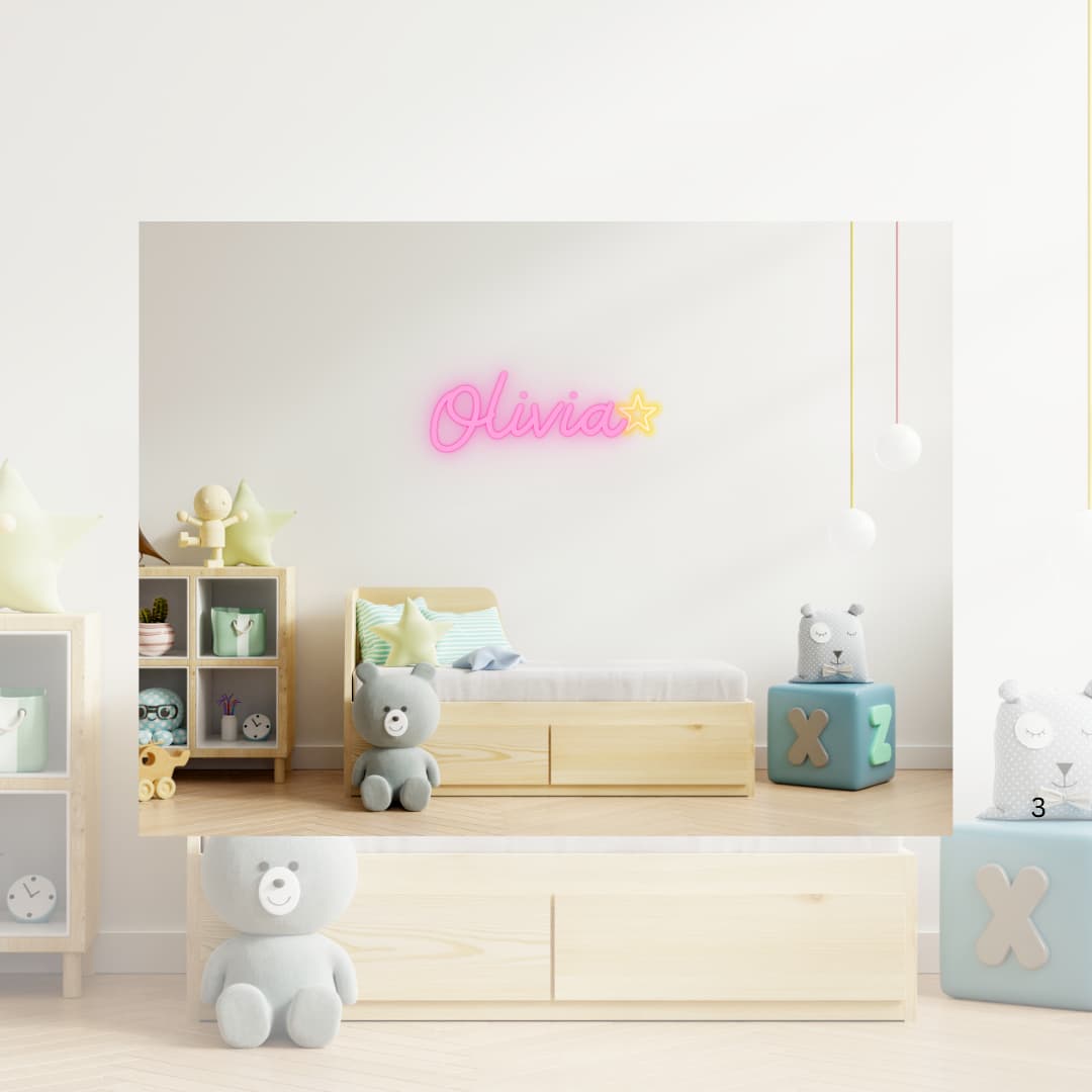 Custom Neon Sign with Child’s Name – Personalized LED Name Light for Kids Room, Nursery or Birthday Gift